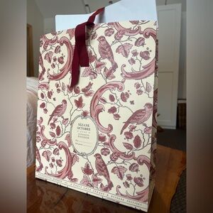 Sezane Decorative Gift Bag with Burgundy and Cream Design